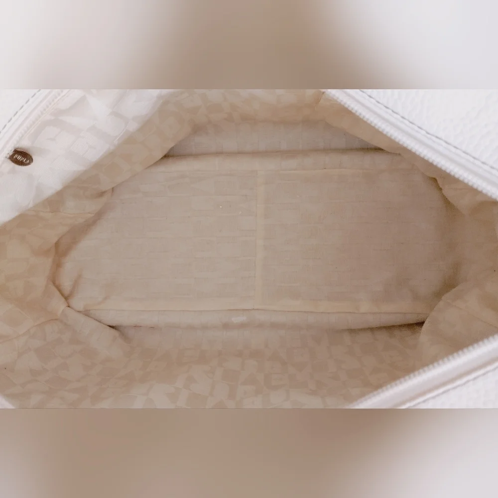 Furla White Pebbled Leather Hobo Bag
